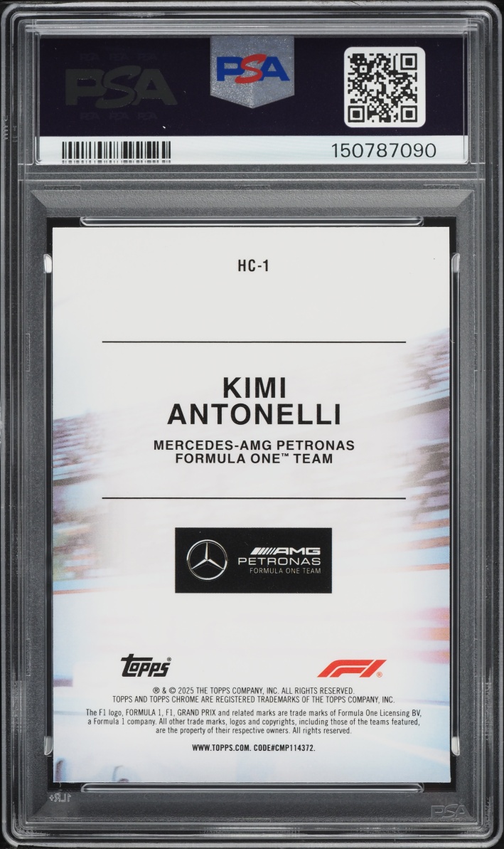 2025 Topps Chrome Formula 1 Helmet Collection Kimi Antonelli RC #HC-1 PSA 10 GEM MINT