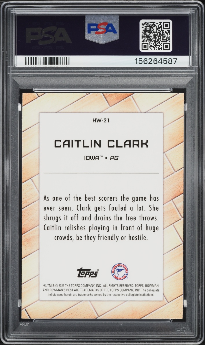 2022 Bowman University Best Hardwood Warriors Caitlin Clark ROOKIE #HW-21 PSA 10 GEM MINT