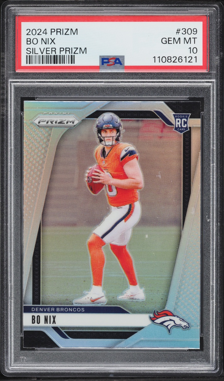 2024 Panini Prizm Silver Bo Nix ROOKIE #309 PSA 10 GEM MINT