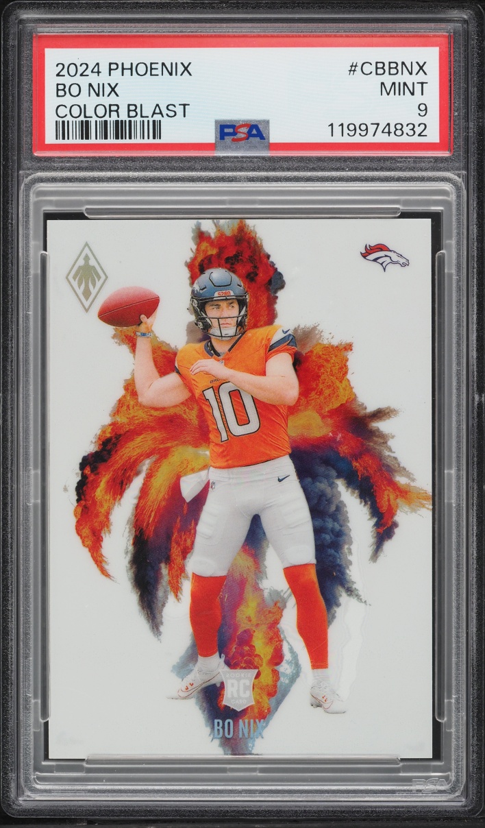 2024 Panini Phoenix Color Blast Bo Nix ROOKIE #CB-BNX PSA 9 MINT