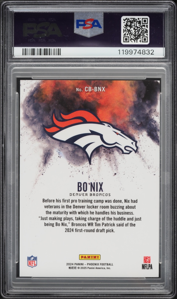 2024 Panini Phoenix Color Blast Bo Nix ROOKIE #CB-BNX PSA 9 MINT