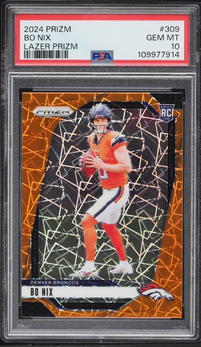 2024 Panini Prizm Lazer Bo Nix ROOKIE #309 PSA 10 GEM MINT