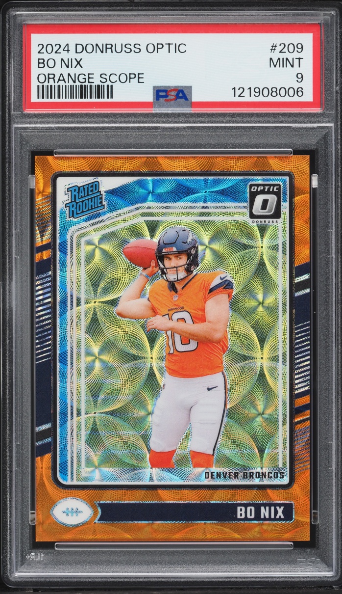 2024 Panini Donruss Optic Orange Scope Bo Nix ROOKIE #209 PSA 9 MINT