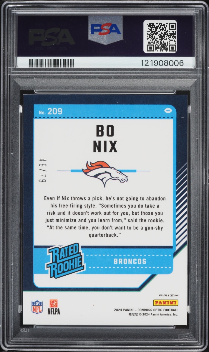 2024 Panini Donruss Optic Orange Scope Bo Nix ROOKIE #209 PSA 9 MINT