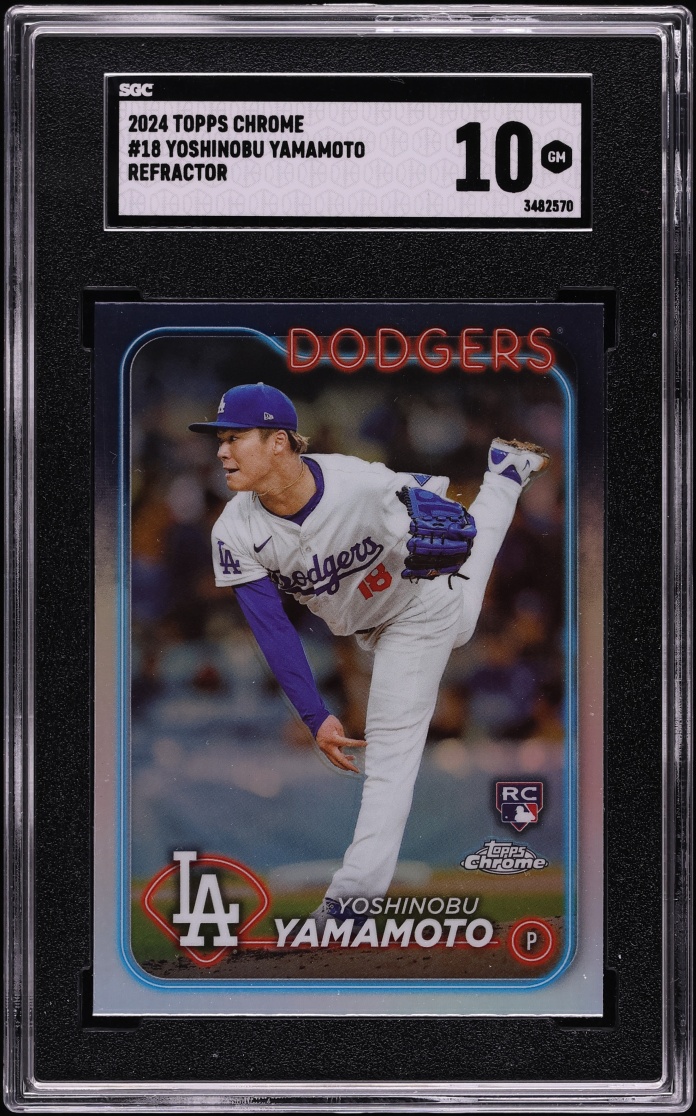 2024 Topps Chrome Refractor Yoshinobu Yamamoto ROOKIE #18 SGC 10 GEM MINT