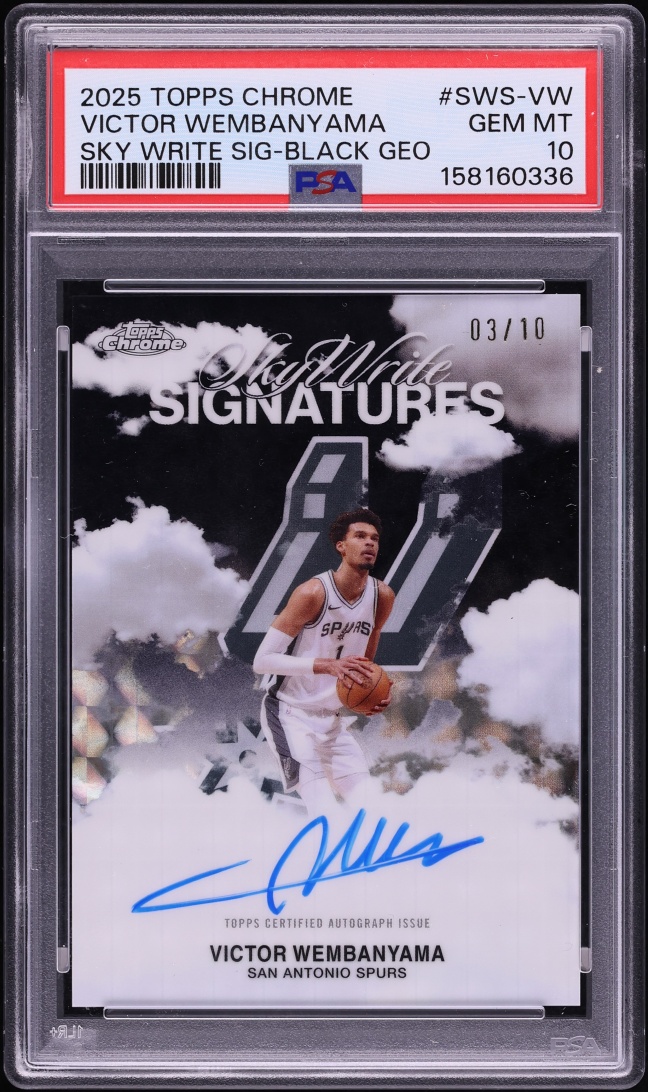 2025 Topps Chrome Sky Write Black Geometric Refractor Victor Wembanyama AUTO /10 #SWS-VW PSA 10