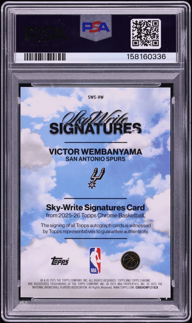 2025 Topps Chrome Sky Write Black Geometric Refractor Victor Wembanyama AUTO /10 #SWS-VW PSA 10