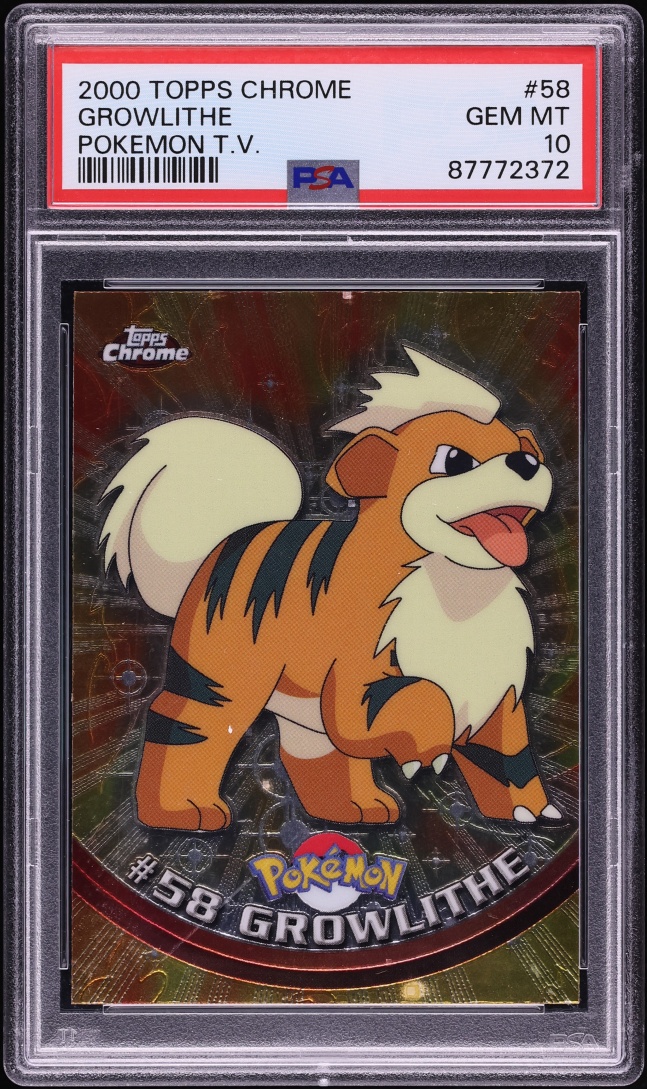 2000 Topps Chrome Pokemon Series 1 Growlithe #58 PSA 10 GEM MINT