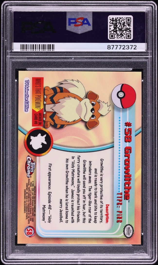 2000 Topps Chrome Pokemon Series 1 Growlithe #58 PSA 10 GEM MINT