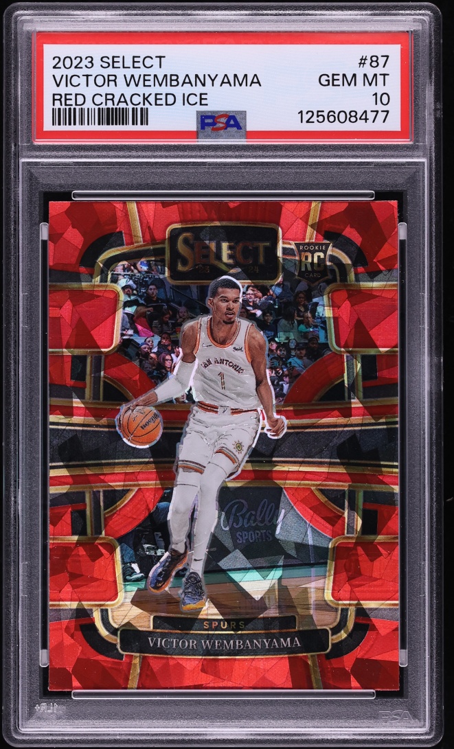 2023 Select Concourse Red Cracked Ice Prizm Victor Wembanyama ROOKIE #87 PSA 10 GEM MINT
