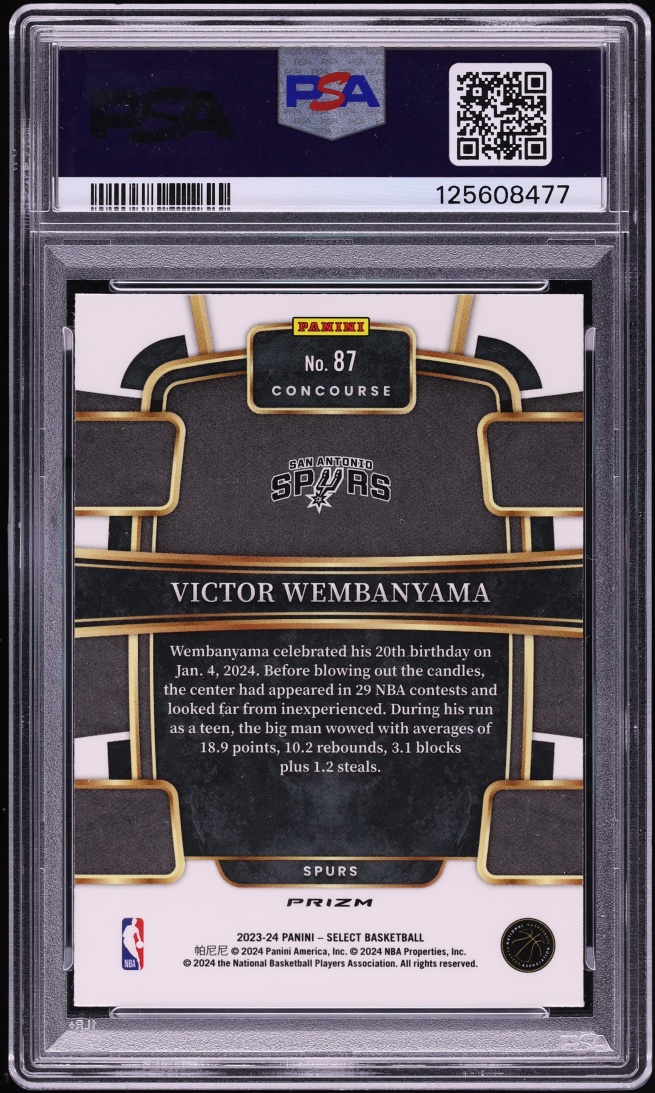 2023 Select Concourse Red Cracked Ice Prizm Victor Wembanyama ROOKIE #87 PSA 10 GEM MINT