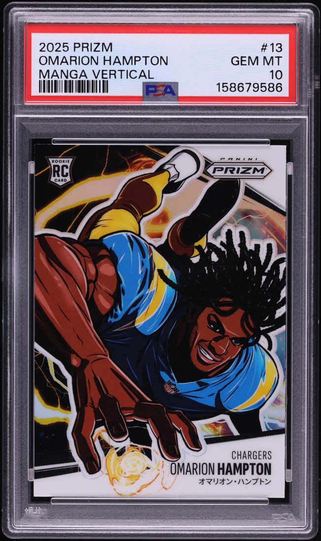 2025 Panini Prizm Manga Vertical Omarion Hampton ROOKIE #13 PSA 10 GEM MINT