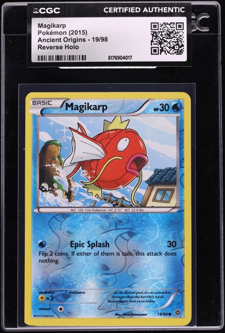 2015 Pokemon XY Ancient Origins Reverse Holo Magikarp #19 CGC AUTH