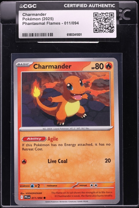 2025 Pokemon Mega Evolution Phantasmal Flames Charmander #11 CGC AUTH