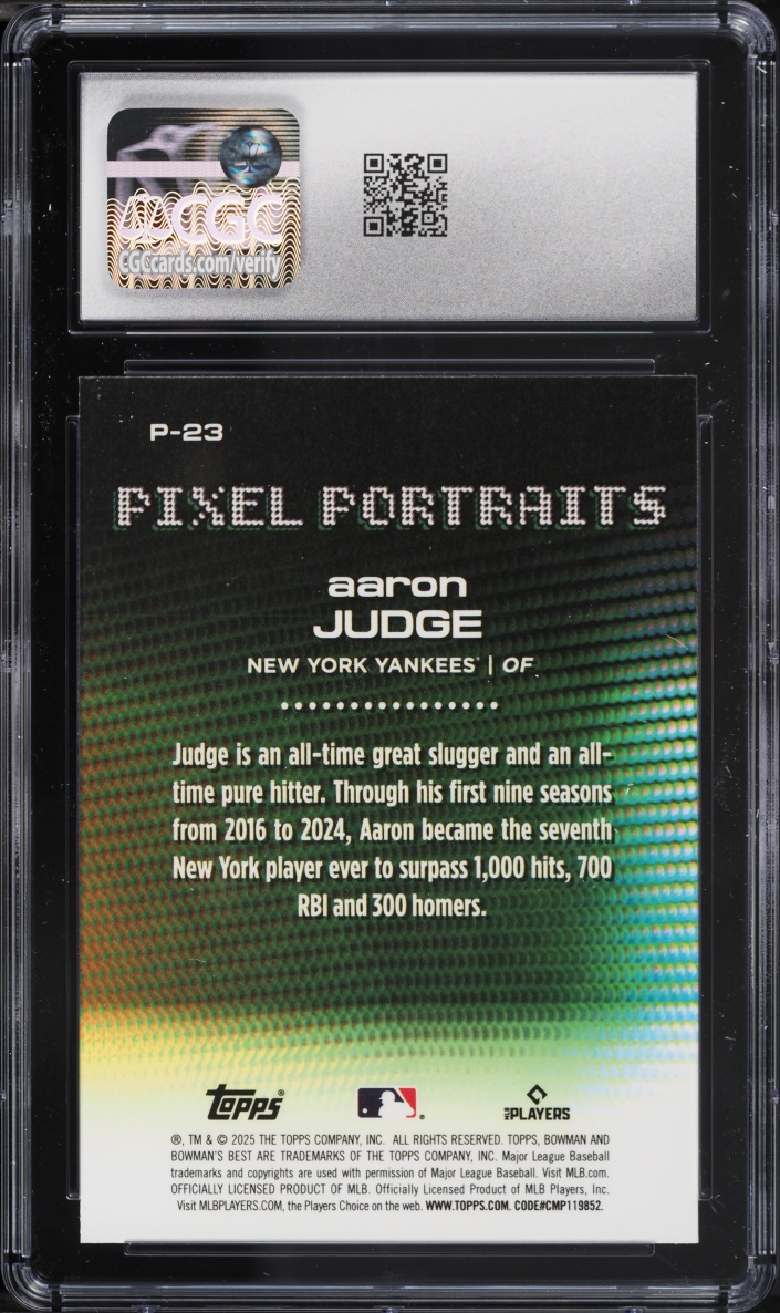 2025 Bowman's Best Pixel Portraits Aaron Judge #P-23 CGC 8 NM-MT