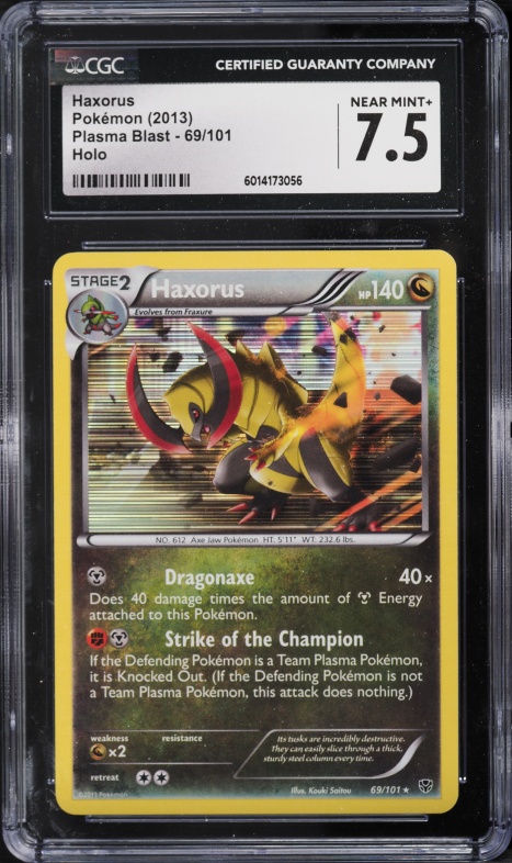 2013 Pokemon Black & White Plasma Blast Holo Haxorus #69 CGC 7.5 NRMT+