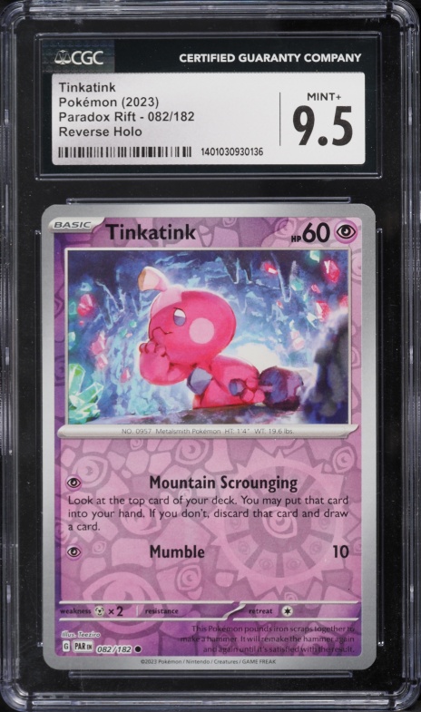 2023 Pokemon Scarlet & Violet Paradox Rift Reverse Holo Tinkatink #082 CGC 9.5 MINT+