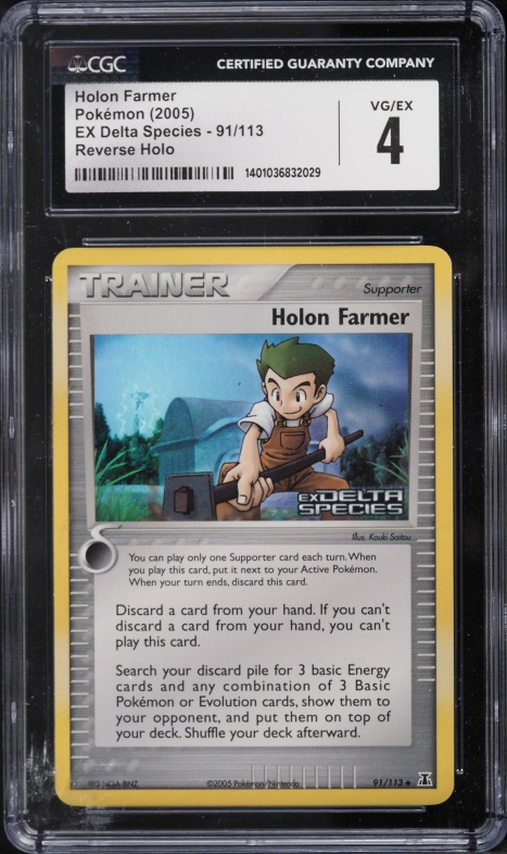 2005 Pokemon EX Delta Species Reverse Holo Holon Farmer #91 CGC 4 VGEX