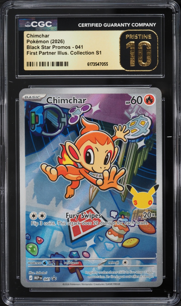 2026 Pokemon Mega Promo First Partner Illustration S1 Full Art Chimchar #41 CGC 10 PRISTINE