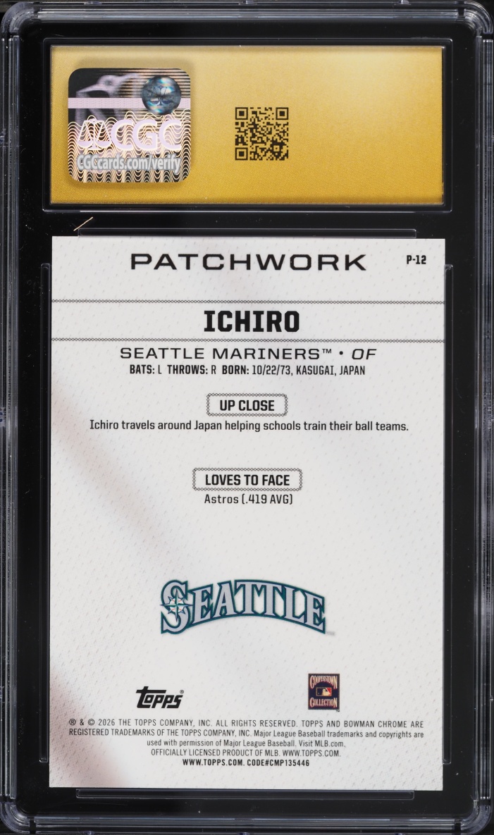 2026 Bowman Patchwork Ichiro #P-12 CGC 10 PRISTINE