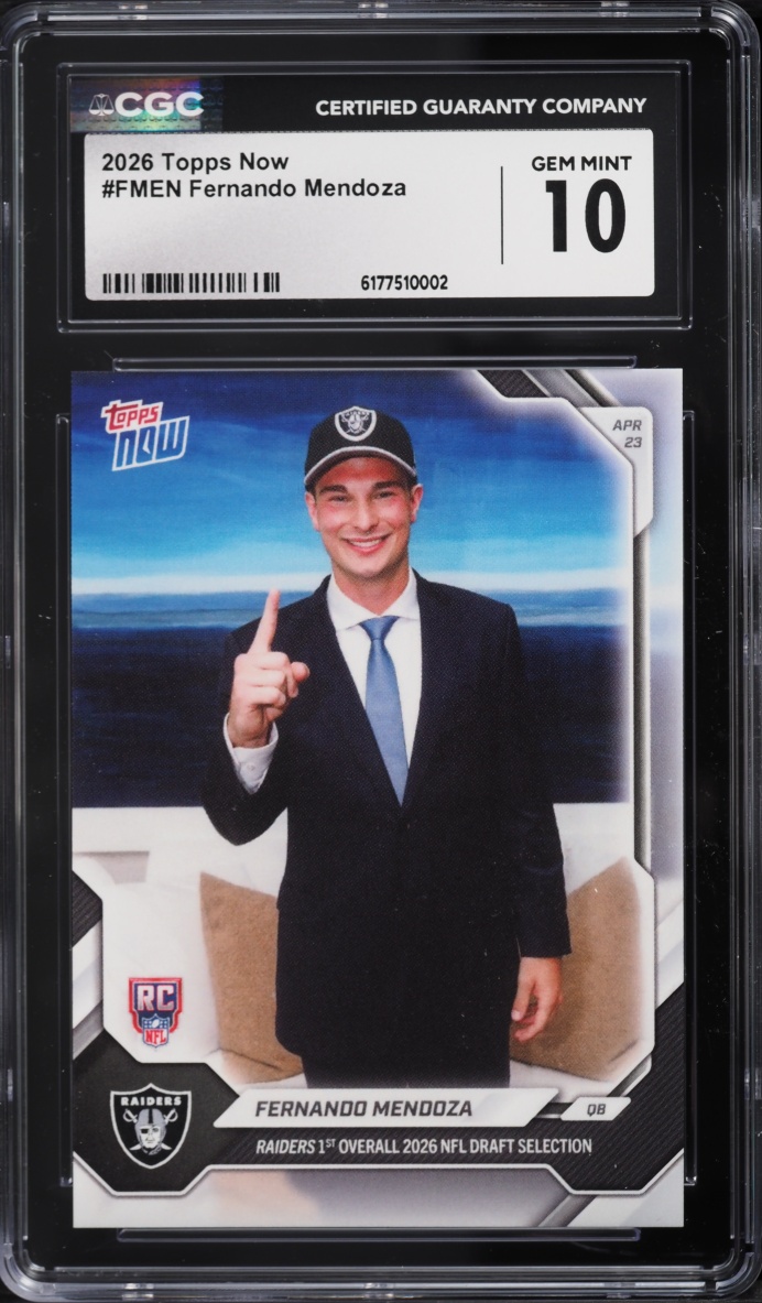 2026 Topps Now Fernando Mendoza ROOKIE #FMEN CGC 10 GEM MINT