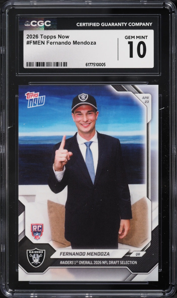 2026 Topps Now Fernando Mendoza ROOKIE #FMEN CGC 10 GEM MINT