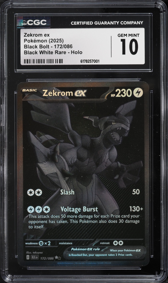 2025 Pokemon Scarlet & Violet Black Bolt BWR Zekrom EX #172 CGC 10 GEM MINT