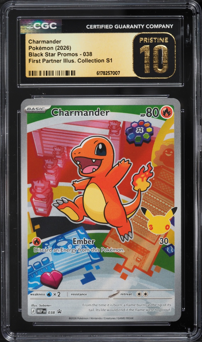 2026 Pokemon Mega Promo First Partner Illustration S1 Full Art Charmander #38 CGC 10 PRISTINE