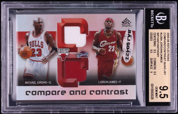 2005 Upper Deck Reflections Michael Jordan LeBon James Kobe Bryant PATCH /50 BGS 9.5