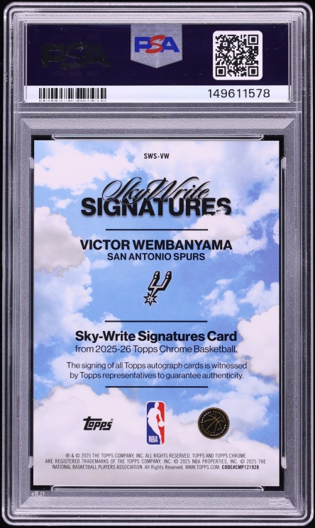 2025 Topps Chrome Sky Write Victor Wembanyama AUTO #SWS-VW PSA 10 GEM MINT