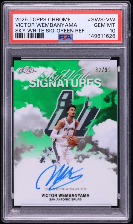 2025 Topps Chrome Sky Write Green Refractor Victor Wembanyama AUTO /99 #SWS-VW PSA 10 GEM MINT