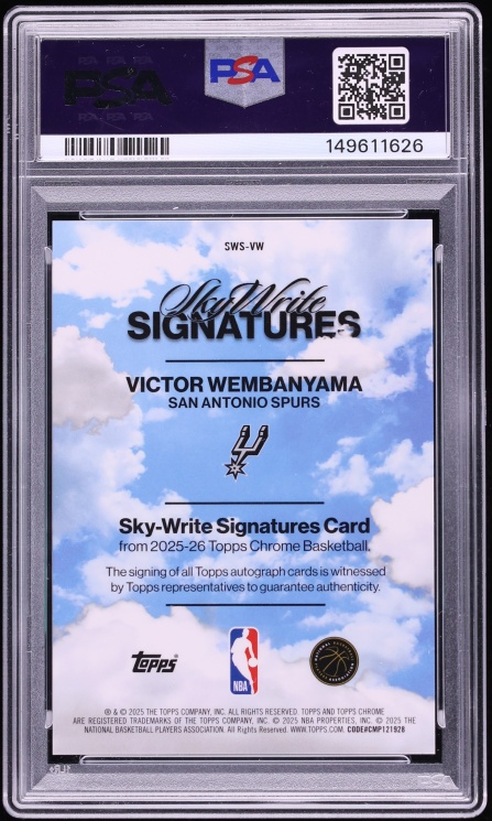 2025 Topps Chrome Sky Write Green Refractor Victor Wembanyama AUTO /99 #SWS-VW PSA 10 GEM MINT