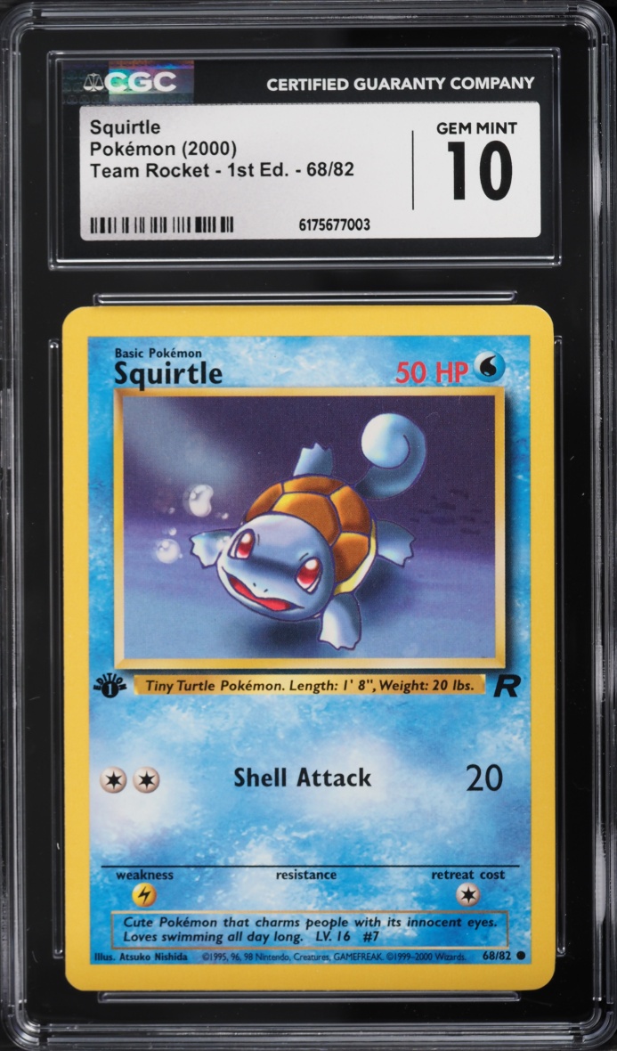 2000 Pokemon Team Rocket 1st Edition Squirtle #68 CGC 10 GEM MINT