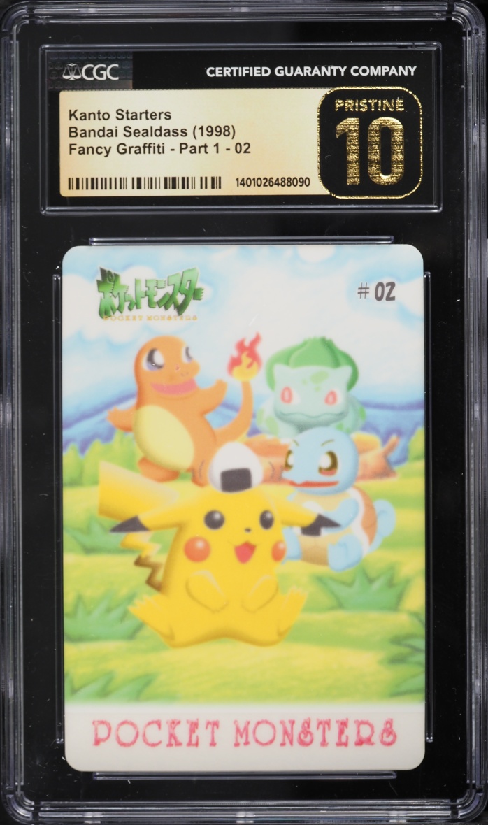 1998 Pokemon Japanese Bandai Sealdass Fancy Graffiti Part 1 Pikachu & Kanto Starters #02 CGC 10