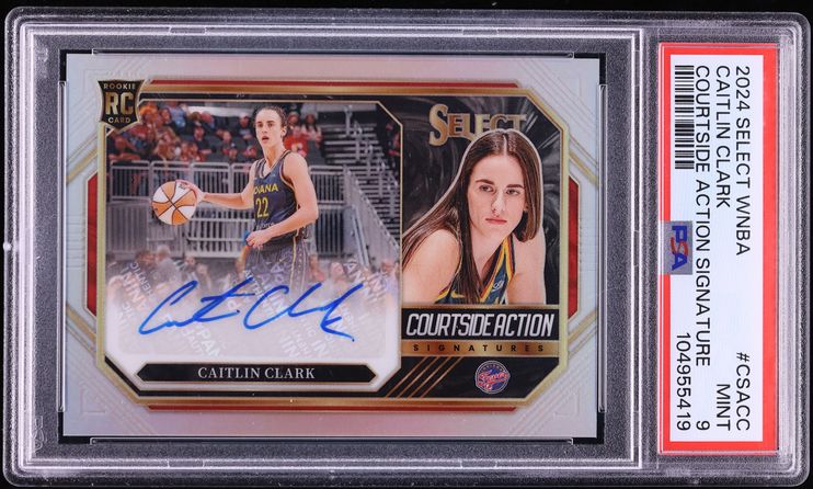 2024 Select WNBA Courtside Action Signatures Caitlin Clark ROOKIE AUTO #CSA-CC PSA 9 MINT