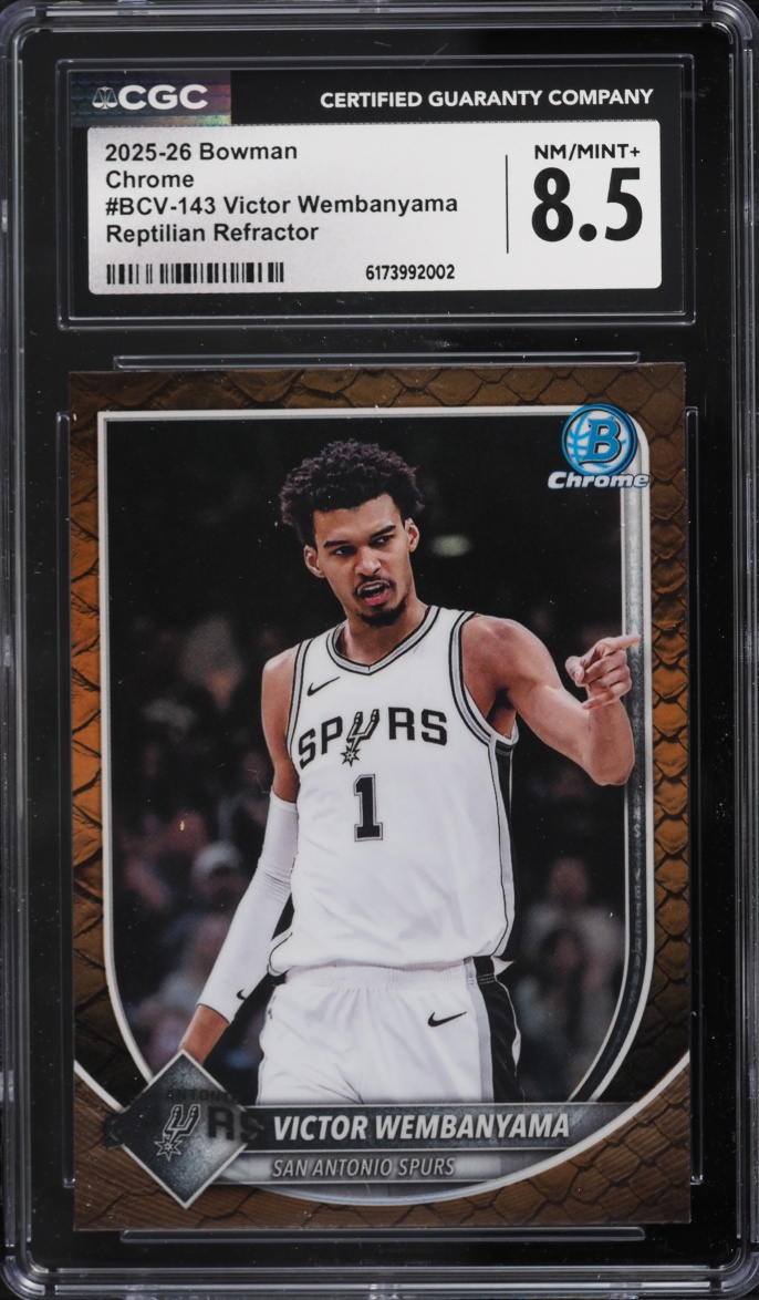 2025 Bowman Chrome Reptilian Refractor Victor Wembanyama #BCV-143 CGC 8.5 NM-MT+