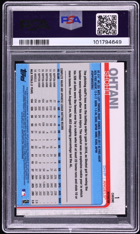 2019 Topps Chrome Pink Refractor Shohei Ohtani #1 PSA 10 GEM MINT