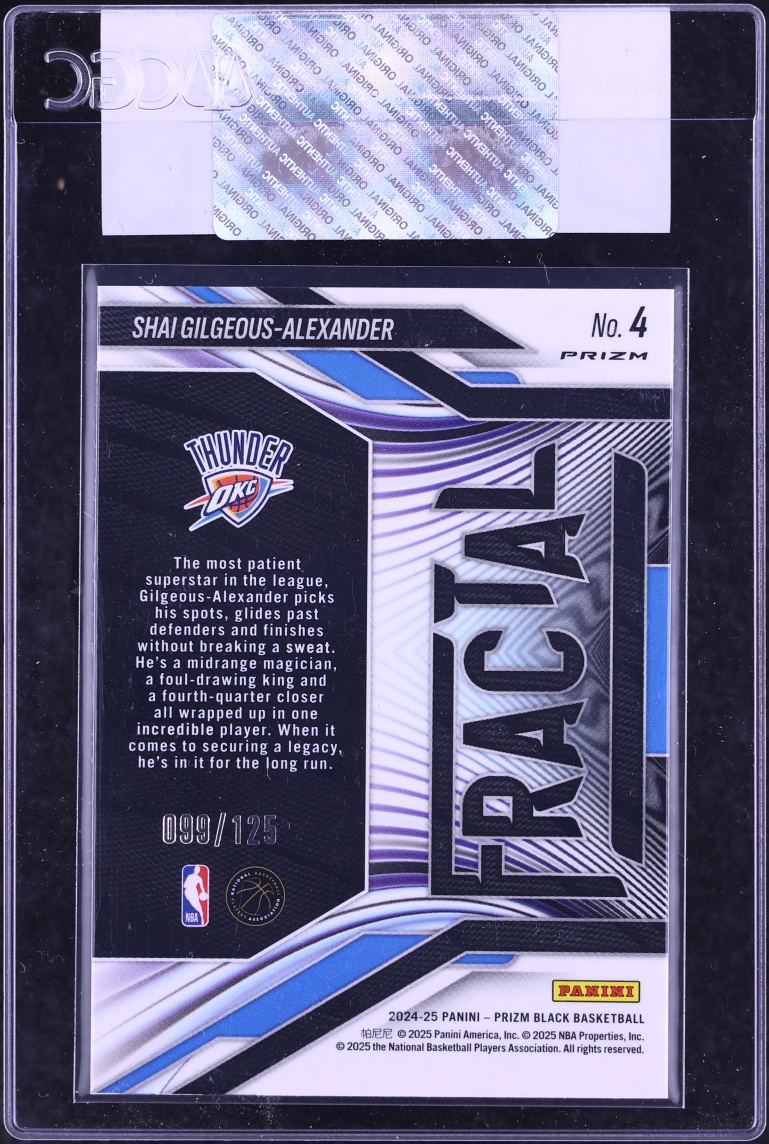 2024 Panini Prizm Black Fractal Blue Ice Shai Gilgeous-Alexander /125 #4 CGC AUTH