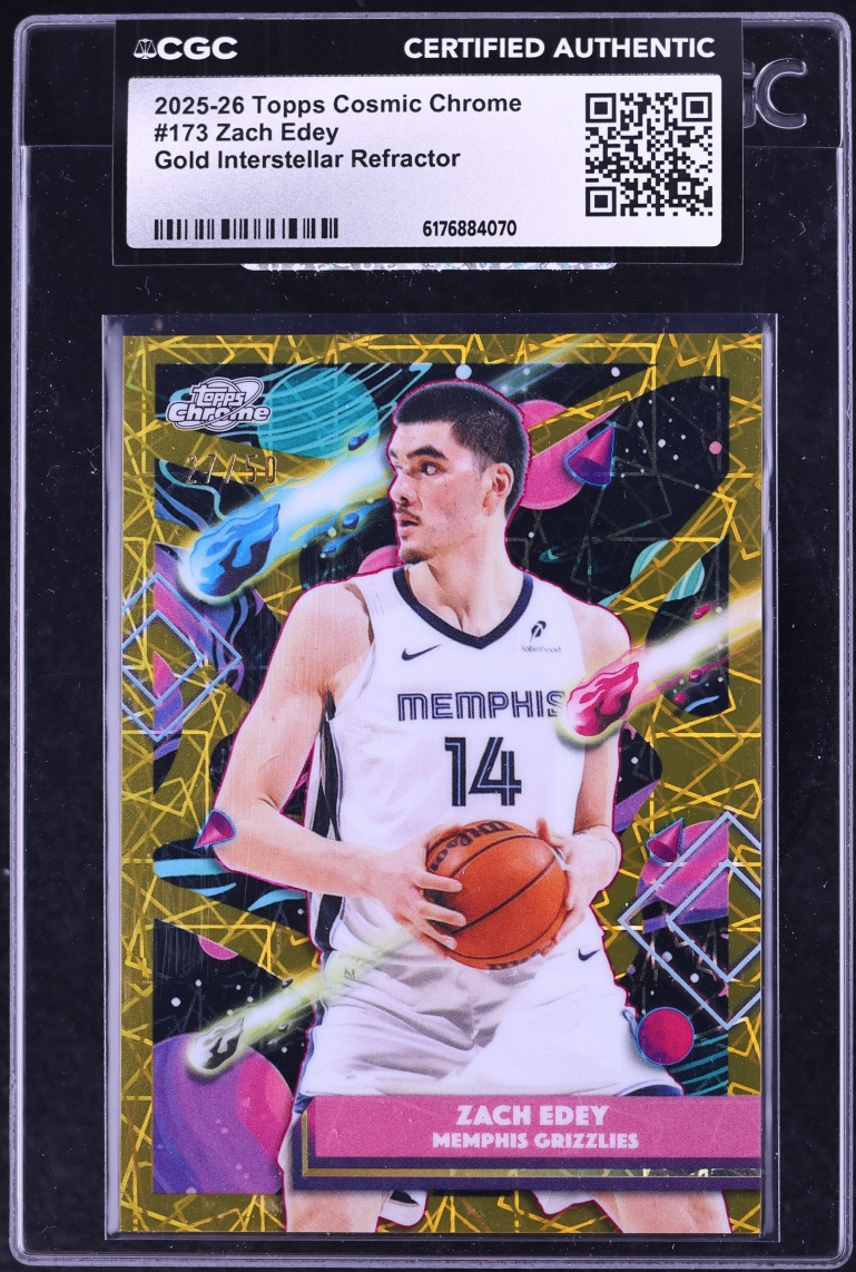 2025 Topps Cosmic Chrome Basketball Gold Interstellar Refractor Zach Edey #173 CGC AUTH
