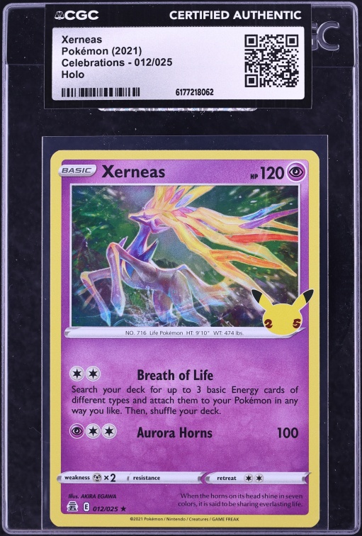 2021 Pokemon Sword & Shield Celebrations Holo Xerneas #12 CGC AUTH