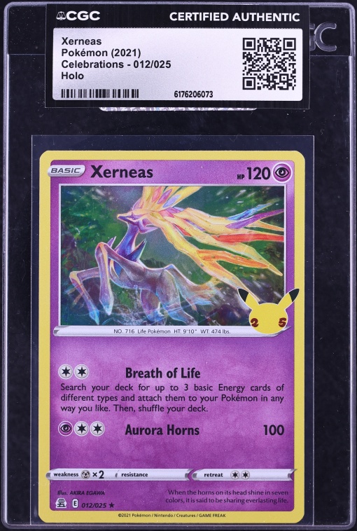 2021 Pokemon Sword & Shield Celebrations Holo Xerneas #12 CGC AUTH