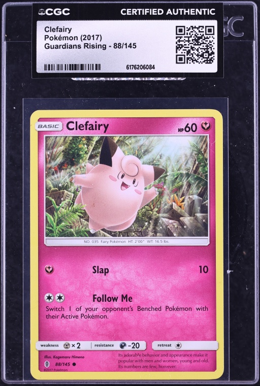 2017 Pokemon Sun & Moon Guardians Rising Clefairy #88 CGC AUTH