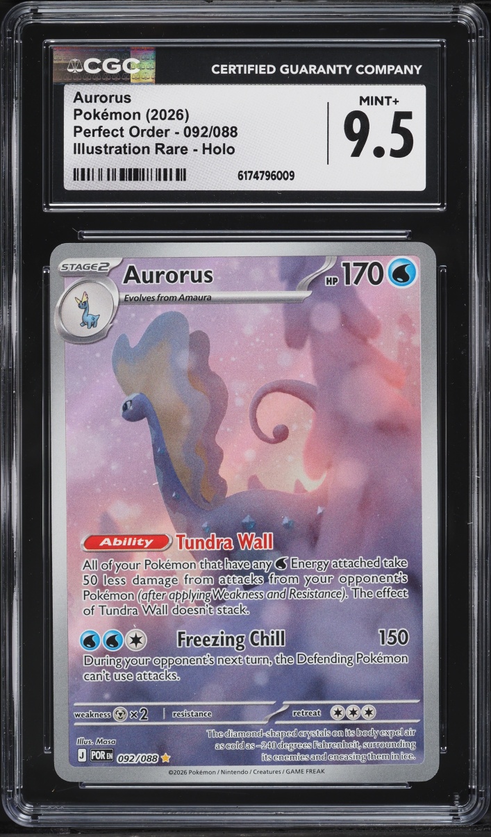 2026 Pokemon Mega Evolution Perfect Order IR Aurorus #92 CGC 9.5 MINT+ ...