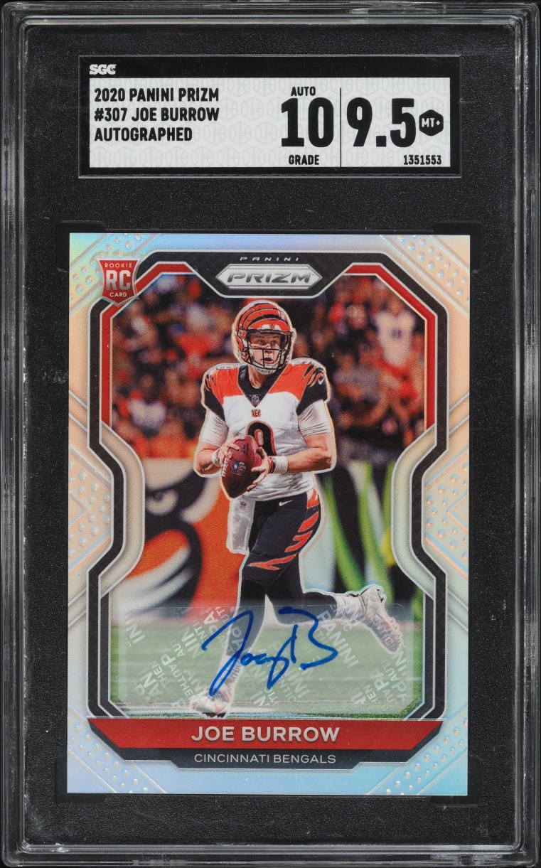2020 Panini Prizm Silver Joe Burrow ROOKIE AUTO #307 SGC 9.5 MINT+