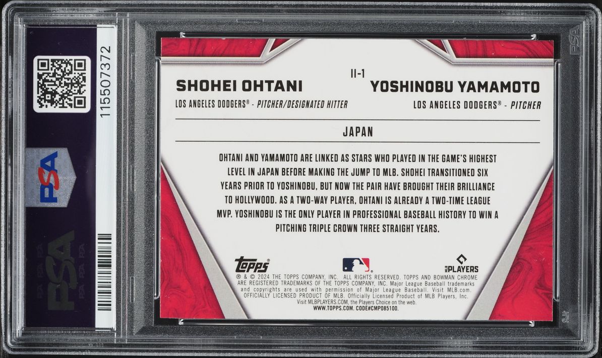 2024 Bowman Chrome International Impact Shohei Ohtani Yoshinobu Yamamoto ROOKIE #II-4 PSA 10