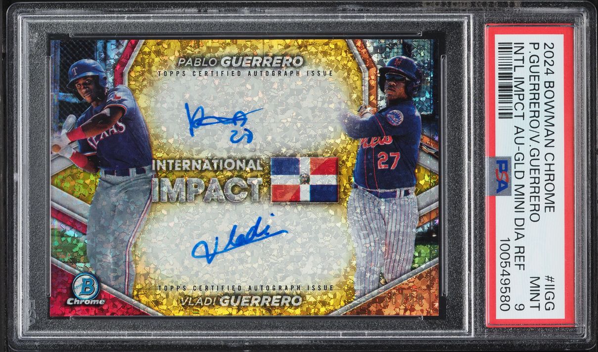 2024 Bowman Chrome International Gold Mini Diamond Ref P.Guerrero V.Guerrero AUTO /50 PSA 9