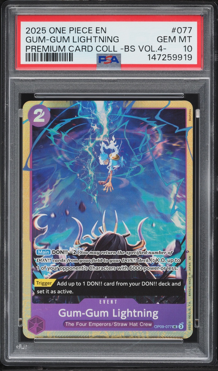 2025 One Piece Premium Best Selection Volume 4 Gum-Gum Lightning #OP09-077 PSA 10 GEM MINT