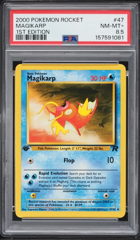2000 Pokemon Team Rocket 1st Edition Magikarp #47 PSA 8.5 NM-MT+