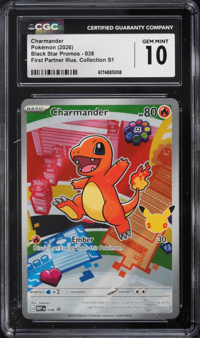 2026 Pokemon Mega Promo First Partner Illustration S1 Full Art Charmander #38 CGC 10 GEM MINT