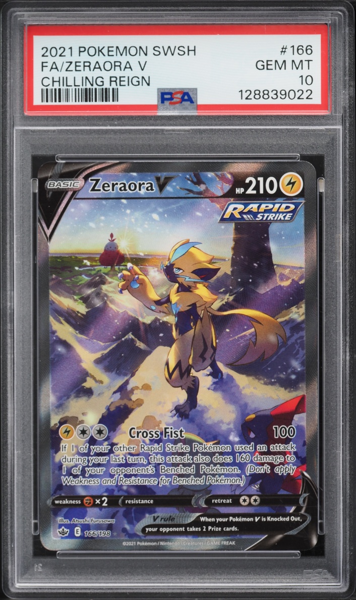 2021 Pokemon Sword & Shield Chilling Reign Alt Art Zeraora V #166 PSA 10 GEM MINT